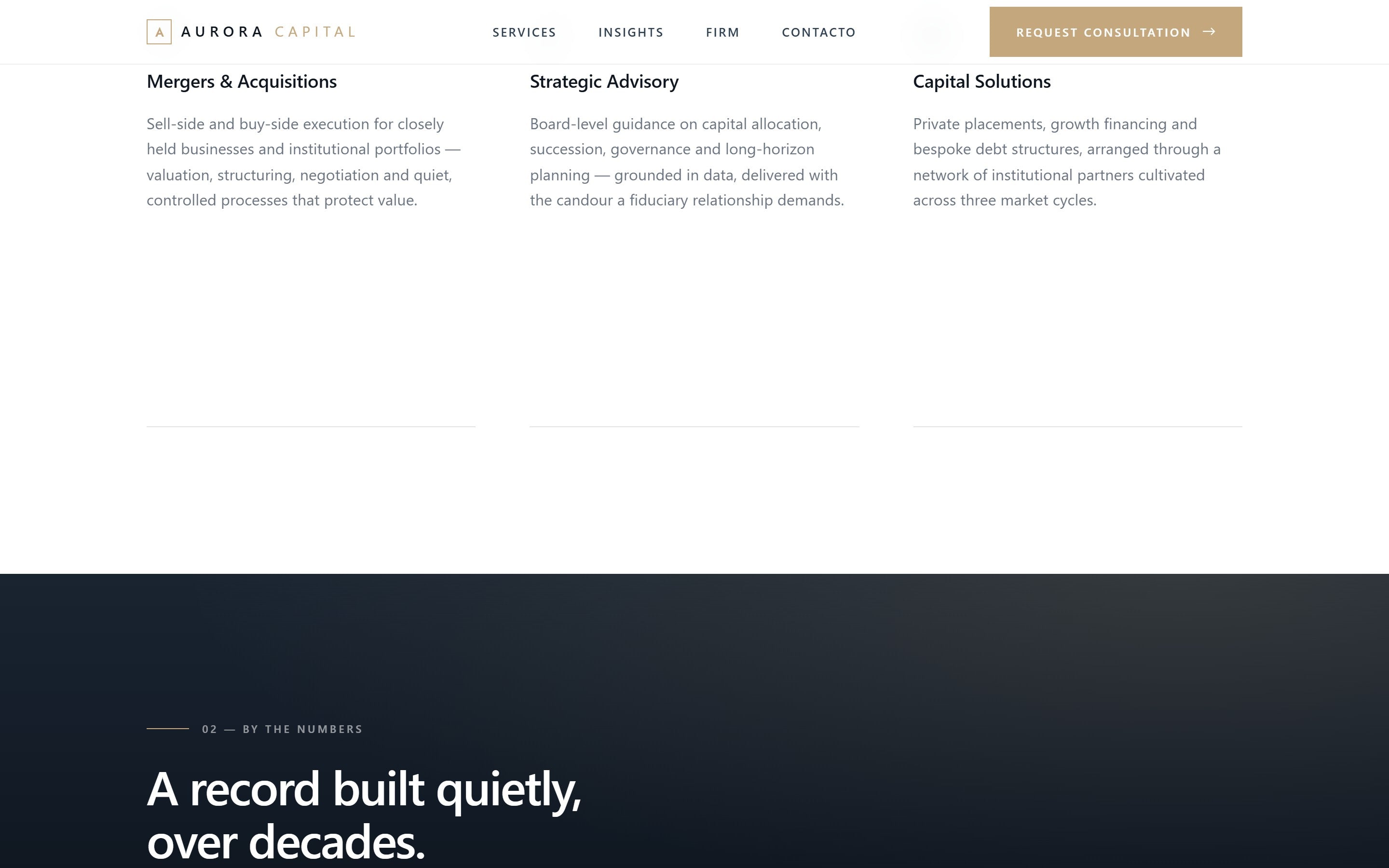 Aurora Capital — vista del sitio