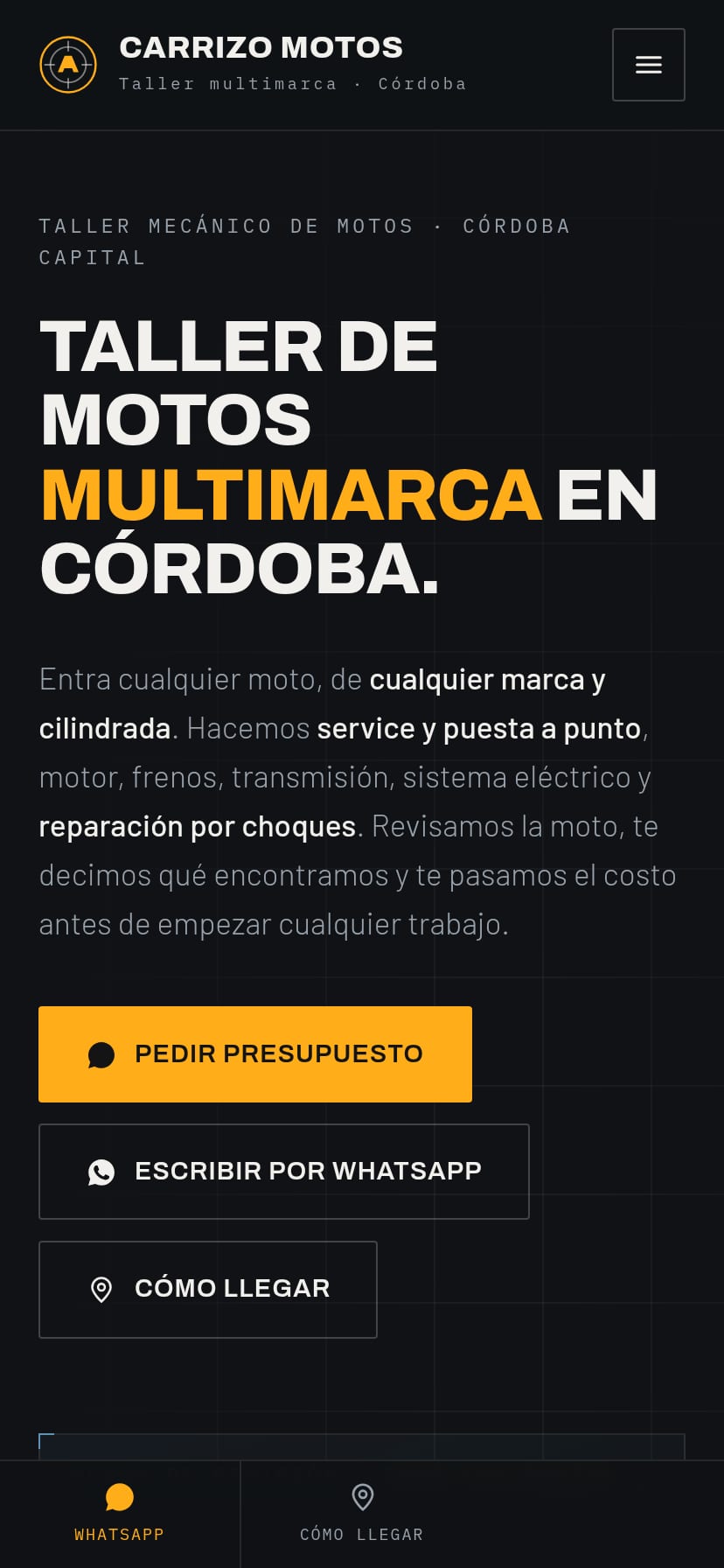 Carrizo Motos — vista del sitio