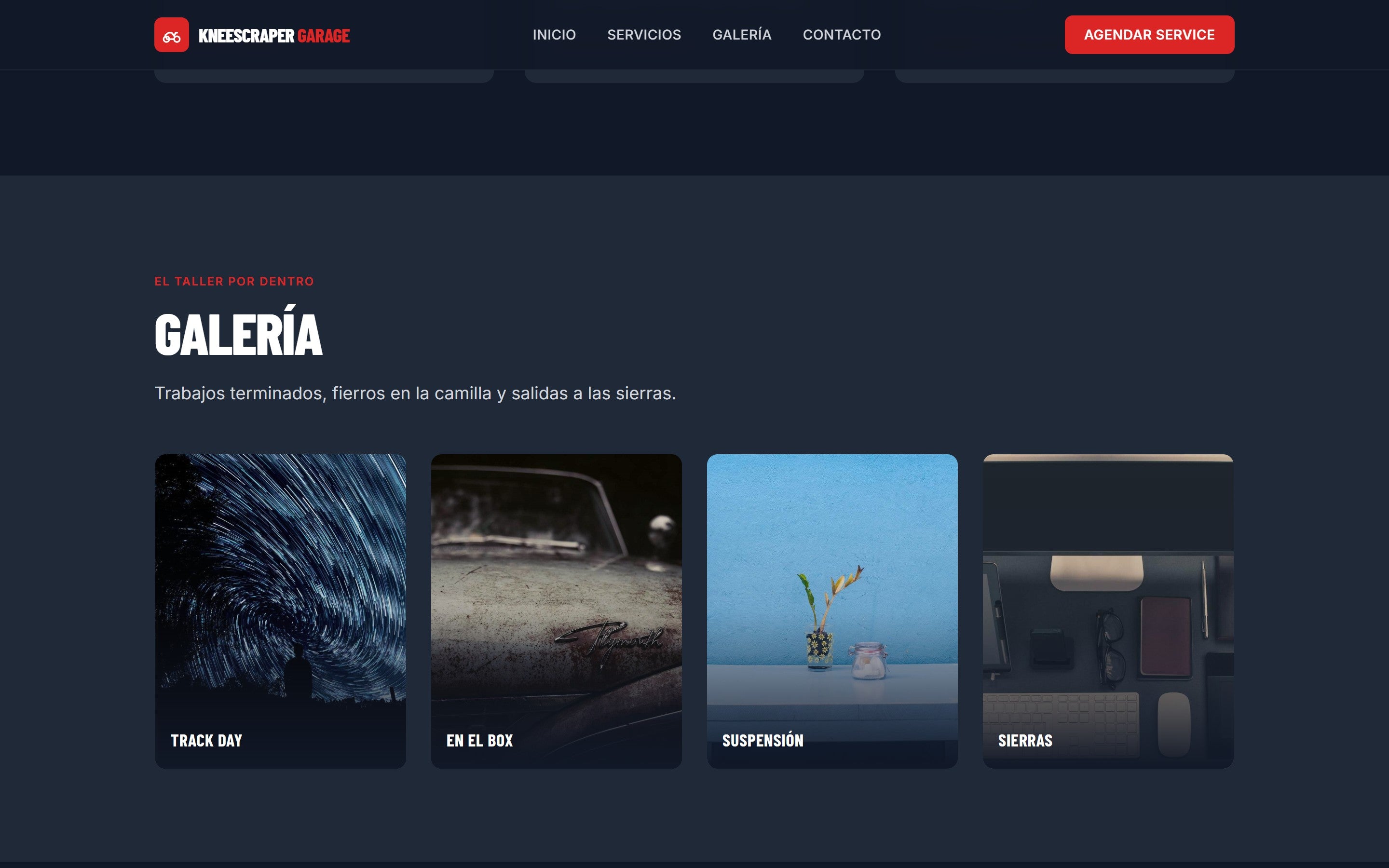 Kneescraper Garage — vista del sitio